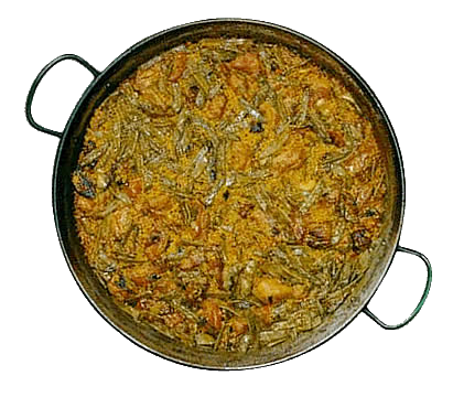 Foto di paella valenciana pronta per essere mangiata